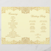 ヴィンテージ金ゴールドクリームエレガント折り結婚式 プログラム (裏面)