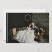 ヴィンテージ金ゴールドクレストモノグラ結婚ムの写真エメラルド サンキューカード (正面)