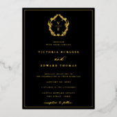 ヴィンテージ金ゴールドクレストモノグラ結婚ムの写真 箔招待状 (正面)