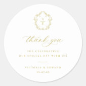 ヴィンテージ金ゴールドクレスト結婚モノグラムありがとう ラウンドシール (正面)