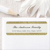 ヴィンテージ金ゴールドグリッタークリスマス差出人住所 ラベル (インサイチュ)