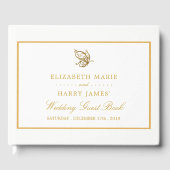 ヴィンテージ金ゴールドグリッターバタフ結婚ィーズ ゲストブック (正面)