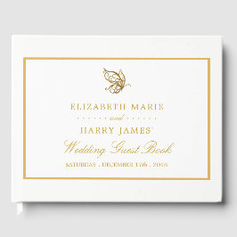ヴィンテージ金ゴールドグリッターバタフ結婚ィーズ ゲストブック