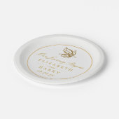 ヴィンテージ金ゴールドグリッターバタフ結婚ィーズ ペーパープレート (アングル)