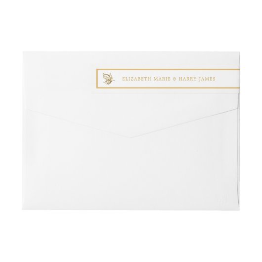 ヴィンテージ金ゴールドグリッターバタフ結婚ィーズ ラップアラウンドラベル (裏面)