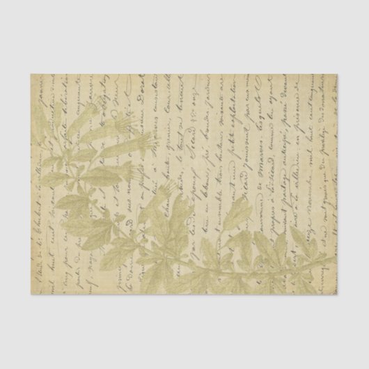 ヴィンテージ金ゴールドグリッターワイルドフラワースクリプトの切り離し 薄葉紙 (正面)