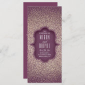 ヴィンテージ金ゴールドグリッター紙吹雪プラム結婚式 プログラム (正面/裏面)