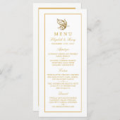 ヴィンテージ金ゴールドグリッター結婚バタフライのメニュー メニュー (正面/裏面)