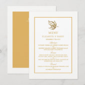 ヴィンテージ金ゴールドグリッター結婚バタフライのメニュー メニュー (正面/裏面)