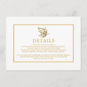 ヴィンテージ金ゴールドグリッター結婚バタフライ詳細 エンクロージャーカード (正面)