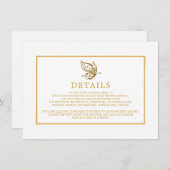 ヴィンテージ金ゴールドグリッター結婚バタフライ詳細 エンクロージャーカード (正面/裏面)