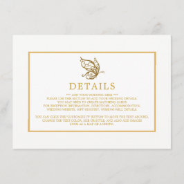 ヴィンテージ金ゴールドグリッター結婚バタフライ詳細 エンクロージャーカード