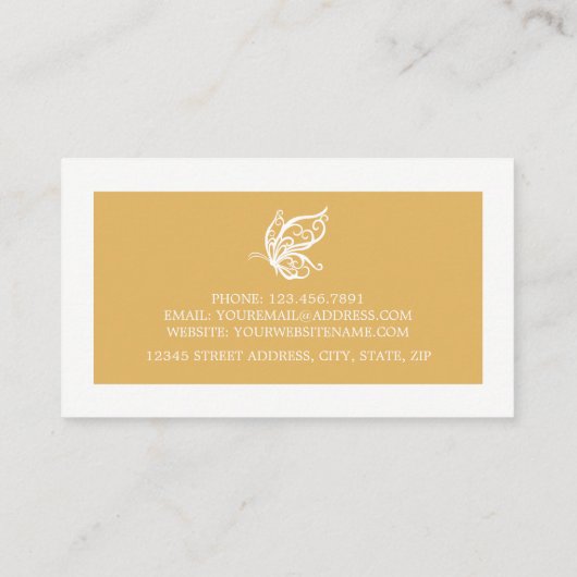 ヴィンテージ金ゴールドグリッター蝶 名刺 (裏面)