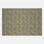 ヴィンテージ金ゴールドグレーブロケラッピング紙シート ラッピングペーパーシート (正面3)