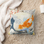 ヴィンテージ金ゴールドコイ日本の池 クッション (ブランケット)