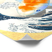 ヴィンテージ金ゴールドコイ日本の池 ポスター (角)