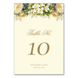 ヴィンテージ金ゴールドコテージコア結婚フローラ テーブルナンバー