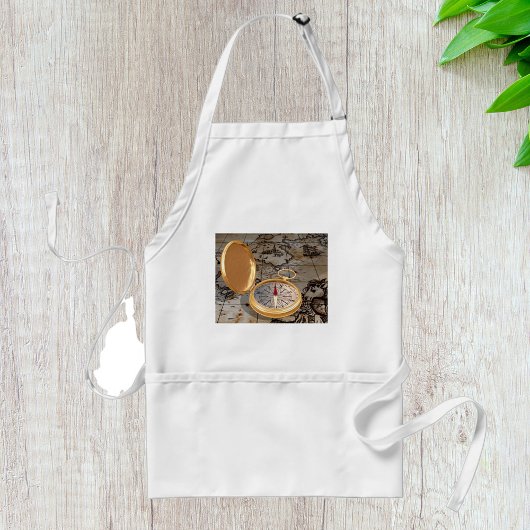 ヴィンテージ金ゴールドコンパスオンアンティーク海賊地図 スタンダードエプロン