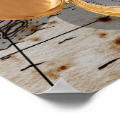 ヴィンテージ金ゴールドコンパスオンアンティーク海賊地図 ポスター (角)