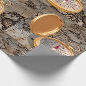 ヴィンテージ金ゴールドコンパスオンアンティーク海賊地図 ラッピングペーパー