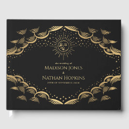 ヴィンテージ金ゴールドサンアンドムーンタロットカー結婚ド ゲストブック