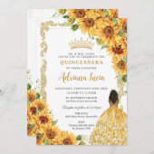 ヴィンテージ金ゴールドサンフラワーブラウンプリンセスキンセアニラ 招待状 (正面/裏面)