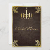 ヴィンテージ金ゴールドシャンデリアブライダルシャワー招待 招待状 (裏面)