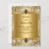 ヴィンテージ金ゴールドシルバーバラダマスクカップボードパーティー 招待状 (裏面)