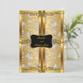 ヴィンテージ金ゴールドシルバーバラダマスクBrocadeパーティー2 招待状 (スタンド正面)