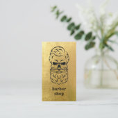 ヴィンテージ金ゴールドスカル理容師店 名刺 (スタンド正面)