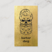 ヴィンテージ金ゴールドスカル理容師店 名刺 (正面)