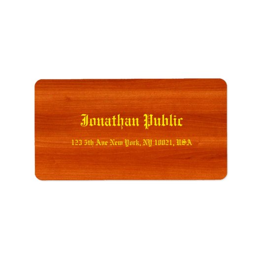 ヴィンテージ金ゴールドスクリプエレガントトクルナット木材テンプレート ラベル (正面)