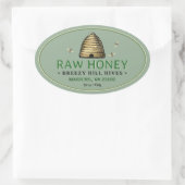 ヴィンテージ金ゴールドスケップとミツバチ卵形ハニーラベル 楕円形シール (バッグ)