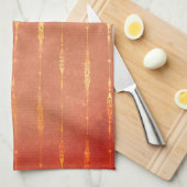 ヴィンテージ金ゴールドストライプのジンジャーパンプキンオレンジ秋 キッチンタオル (四つ折り)