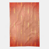 ヴィンテージ金ゴールドストライプのジンジャーパンプキンオレンジ秋 キッチンタオル (縦)