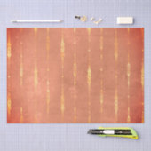 ヴィンテージ金ゴールドストライプのジンジャーパンプキンオレンジ秋 薄葉紙 (クラフト)