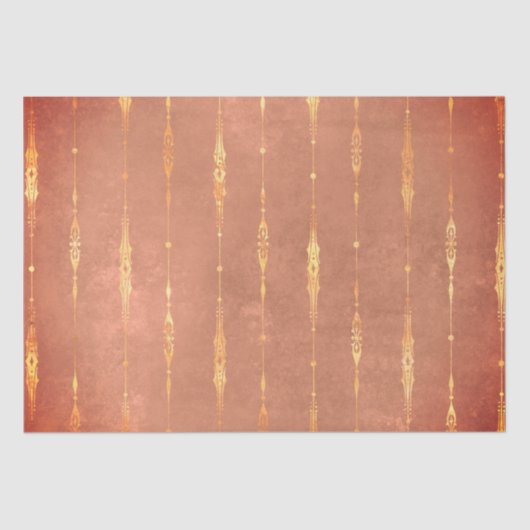 ヴィンテージ金ゴールドストライプのジンジャーパンプキンオレンジ秋 薄葉紙 (正面)