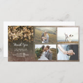 ヴィンテージ金ゴールドストリングラ素朴イトウッド結婚ズ サンキューカード (正面/裏面)