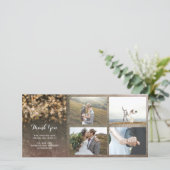 ヴィンテージ金ゴールドストリングラ素朴イトウッド結婚ズ サンキューカード (スタンド正面)