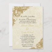 ヴィンテージ金ゴールドスパークルロセッテオンクリームウェディング 招待状 (正面)