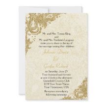 ヴィンテージ金ゴールドスパークルロセッテオンクリームウェディング