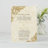 ヴィンテージ金ゴールドスパークルロセッテオンクリームウェディング 招待状 (スタンド正面)