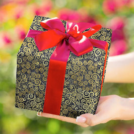 ヴィンテージ金ゴールドスワーズパターンラグジュアリーチャコールグレー ラッピングペーパー