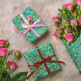 ヴィンテージ金ゴールドスワーズパターンラグジュアリーボホクラシー 薄葉紙