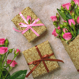 ヴィンテージ金ゴールドスワーズパターンラグジュアリーボホクラシー 薄葉紙