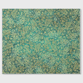 ヴィンテージ金ゴールドスワーズパターンラグジュアリーボホジェードグリーン ラッピングペーパー (フラット)