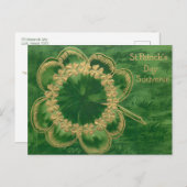 ヴィンテージ金ゴールドセントパトリックの日シャムロック シーズンポストカード (正面/裏面)