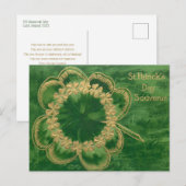 ヴィンテージ金ゴールドセントパトリックの日シャムロック シーズンポストカード (正面/裏面)