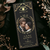 ヴィンテージ金ゴールドタロットカードフォト日付の保存 招待状