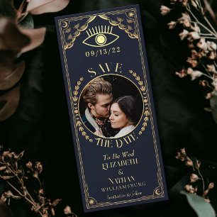 ヴィンテージ金ゴールドタロットカードフォト日付の保存 招待状